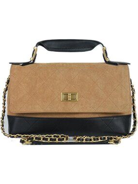 Chic Women's Quilted Shoulder Bag, Retro Patchwork Flap, Lambskin & Suede